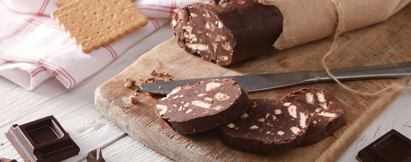 Salame di cioccolato Perugina con biscotti fatto in casa