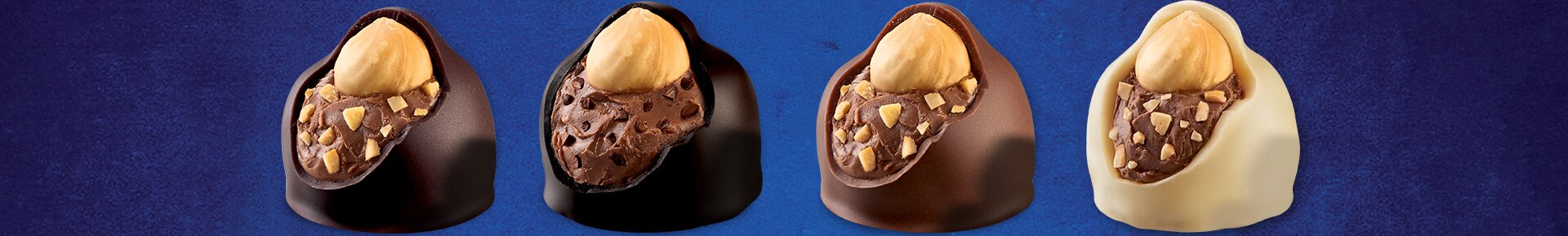 Le varianti di Baci Perugina: fondente, fondentissimo 70%, al latte e bianco Cioccolatini Baci Perugina fondenti, fondentissimi, al latte e bianchi
