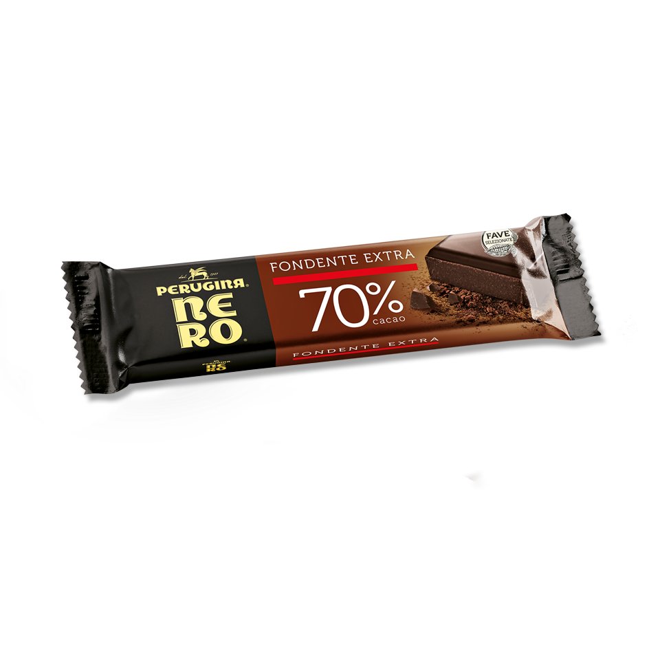 Nero Perugina cioccolato Fondente Extra 70% nel formato barretta. Nero Perugina cioccolato Fondente Extra 70% nel formato barretta.