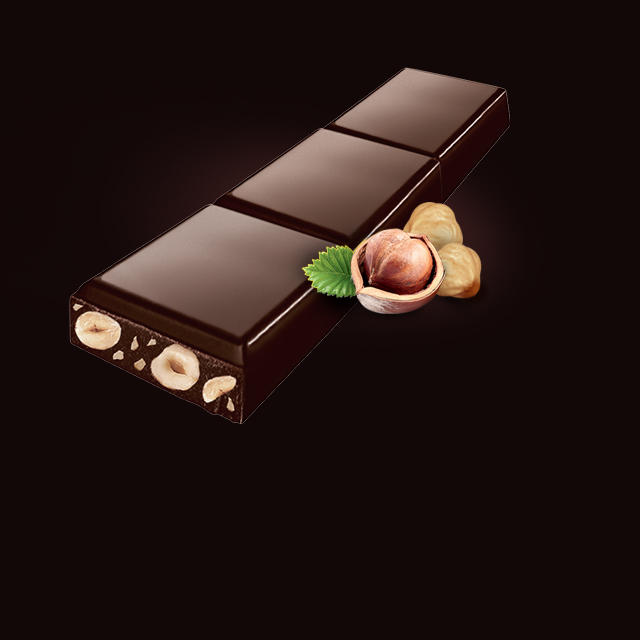 Barretta di cioccolato Fondente Perugina con Nocciole, sapore croccante e intenso per una pausa golosa.