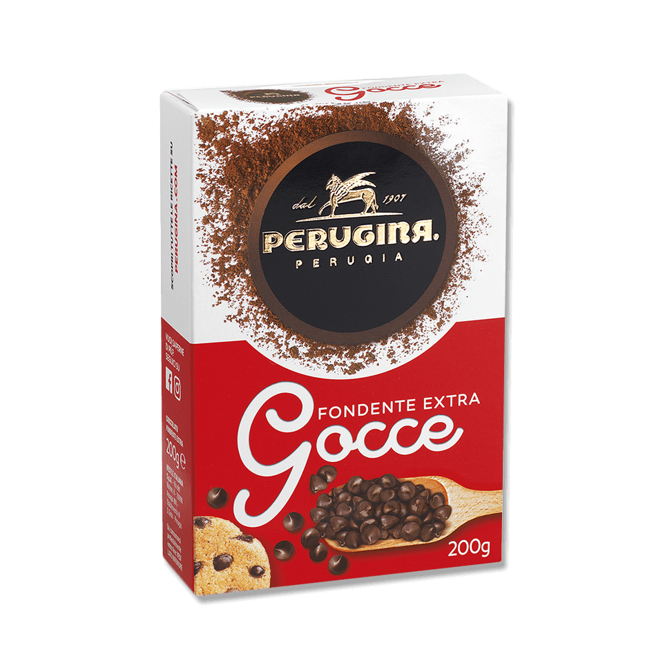 Confezione di Gocce di Cioccolato Fondente Extra Perugina nel formato da 200 grammi. Confezione di Gocce di Cioccolato Fondente Extra Perugina nel formato da 200 grammi.