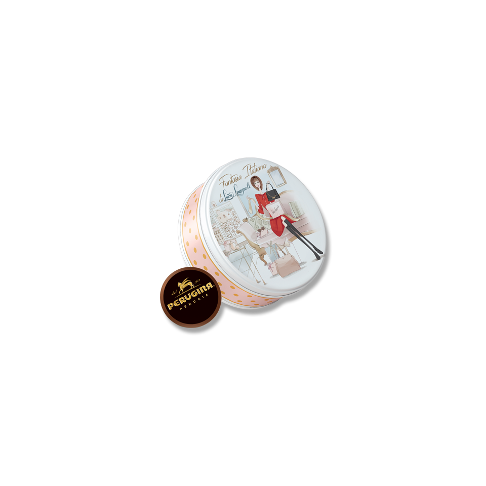 confezione regalo di latta tonda piccola Perugina confezione regalo di latta tonda piccola Perugina