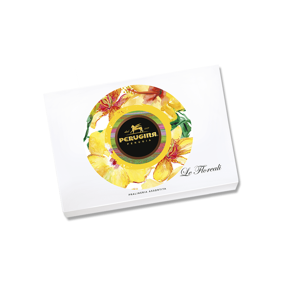 Confezione regalo Perugina gialla rossa e verde Confezione regalo Perugina gialla rossa e verde