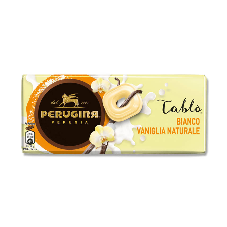 Tavoletta cioccolato bianco alla vaniglia naturale Perugina. Tavoletta cioccolato bianco alla vaniglia naturale Perugina.