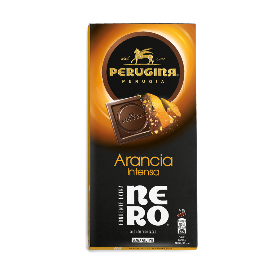 Nero Perugina cioccolato Fondente con note di arancia. Nero Perugina cioccolato Fondente con note di arancia.