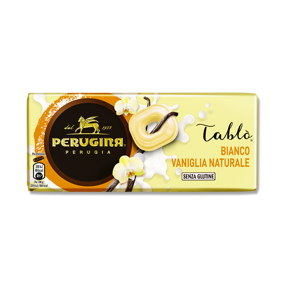 Tavoletta cioccolato bianco alla vaniglia naturale Perugina. Tavoletta cioccolato bianco alla vaniglia naturale Perugina.