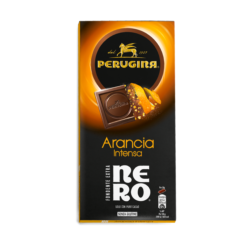 Nero Perugina cioccolato Fondente con note di arancia. Nero Perugina cioccolato Fondente con note di arancia.