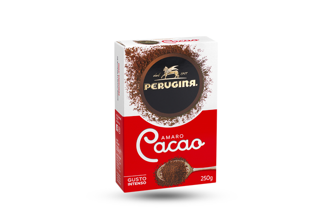 Confezione cacao Perugina amaro in polvere, formato da 250 grammi.