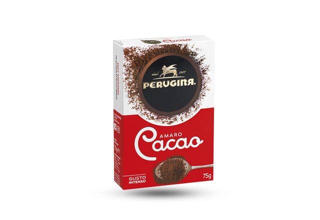 Confezione cacao Perugina amaro in polvere, formato da 75 grammi.