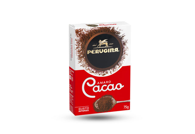 Confezione cacao Perugina amaro in polvere, formato da 75 grammi.