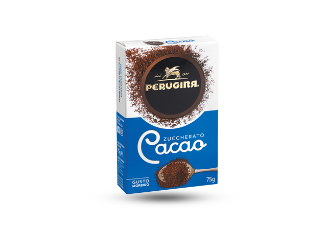 Confezione cacao Perugina zuccherato in polvere, formato da 75 grammi.