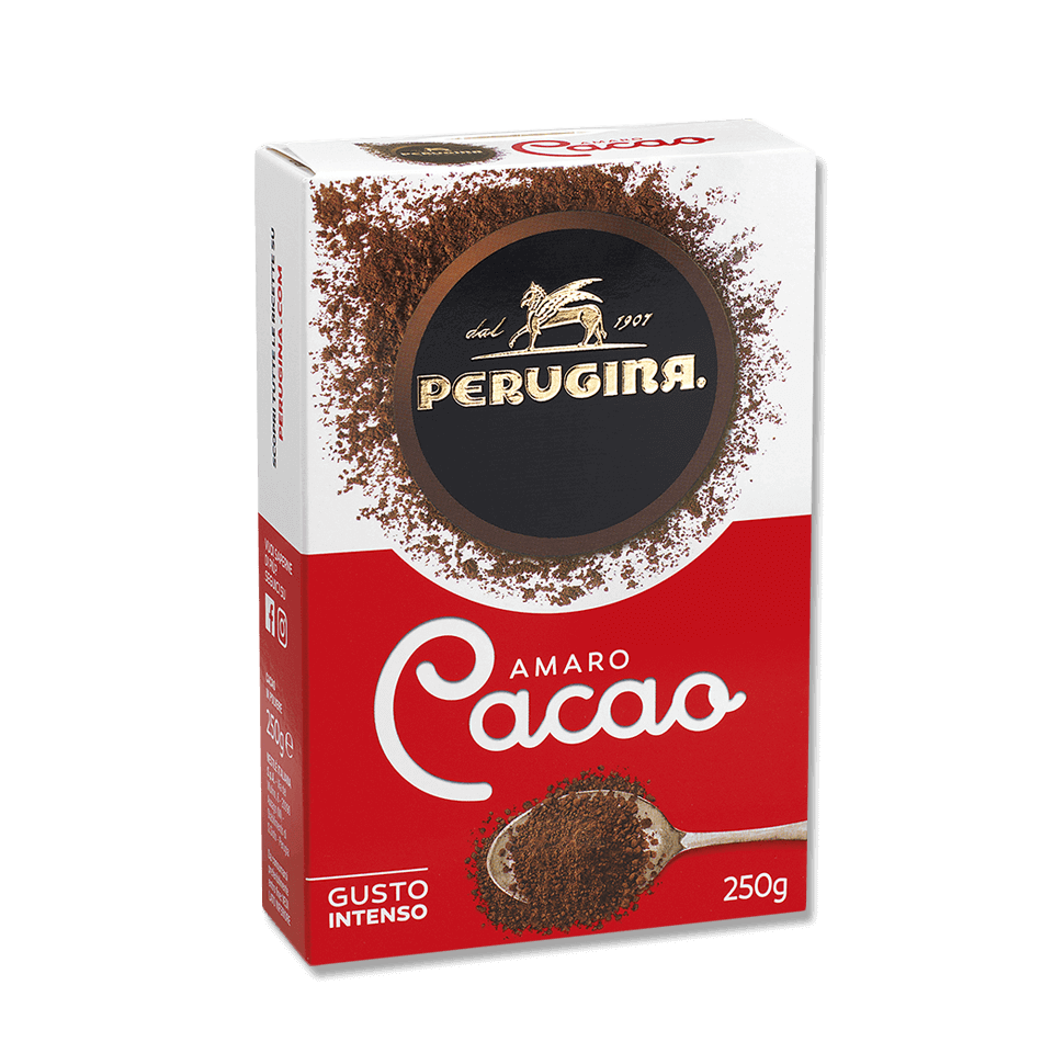 Confezione cacao Perugina amaro in polvere, formato da 250 grammi.
