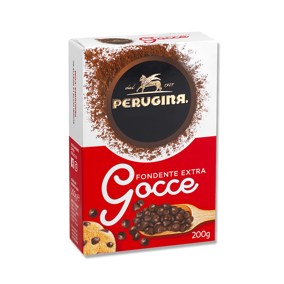 Confezione di Gocce di Cioccolato Fondente Extra Perugina nel formato da 200 grammi. Confezione di Gocce di Cioccolato Fondente Extra Perugina nel formato da 200 grammi.