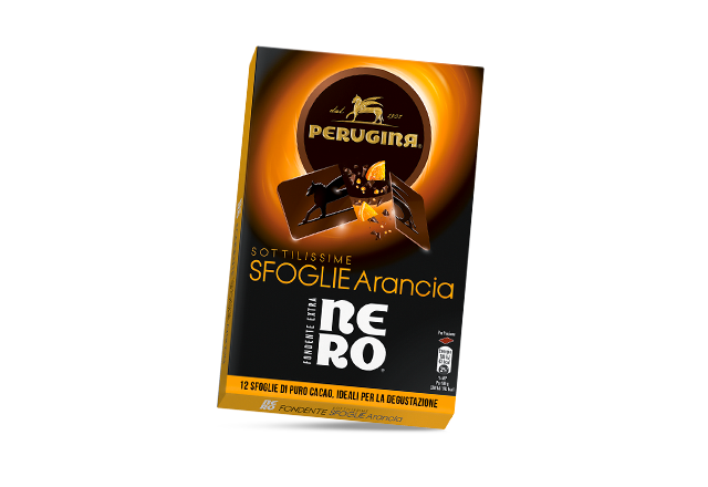 Gusto agrumato per le sfoglie di cioccolato Nero fondente extra all'arancia