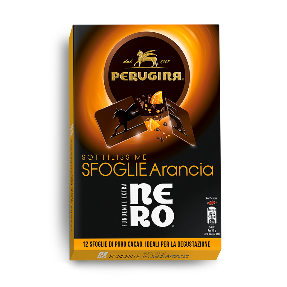 La ricetta unica delle sfoglie di cioccolato Nero Fondente Extra all'arancia La ricetta unica delle sfoglie di cioccolato Nero Fondente Extra all'arancia