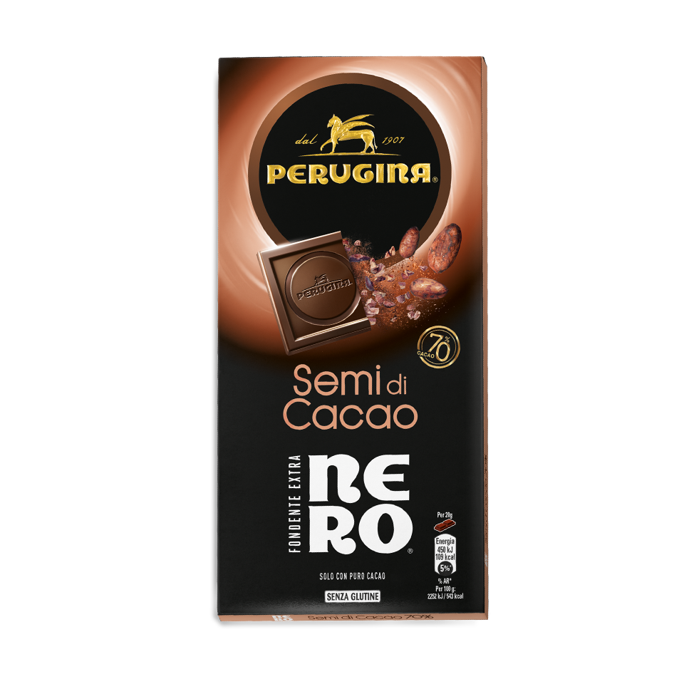 Tavoletta di cioccolato Nero perugina con granella di semi di cacao