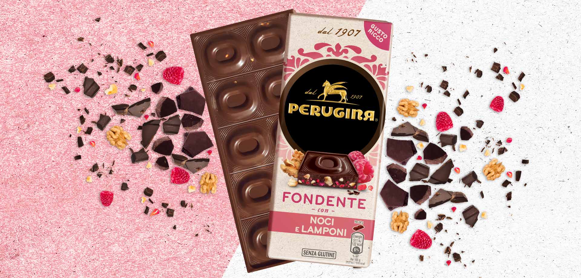 Tavoletta di cioccolato fondente noci e lamponi di Perugina