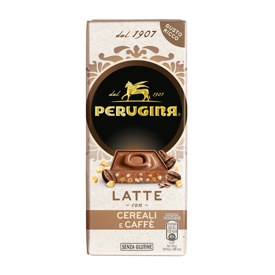 Scopri il gusto inimitabile della tavoletta di cioccolato al latte con cereali e caffè Perugina Tavoletta di cioccolato al latte con caffè e cereali Perugina