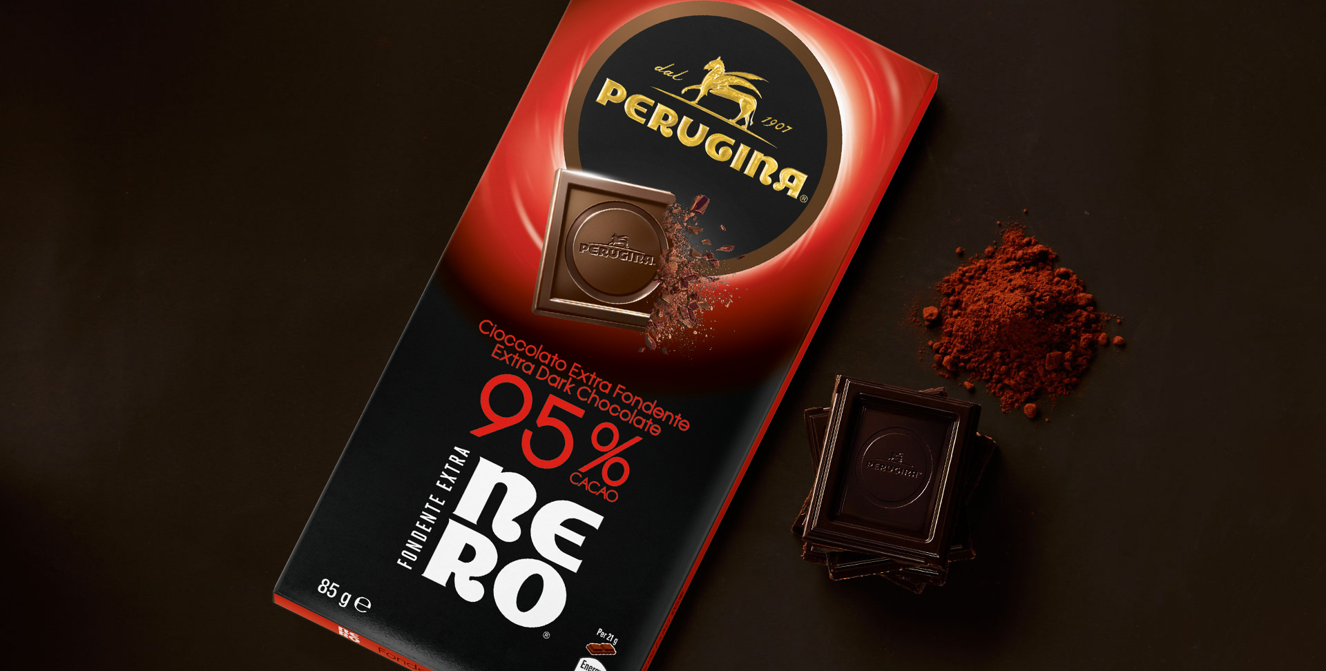 Gusto deciso del cioccolato Nero fondente extra 95%