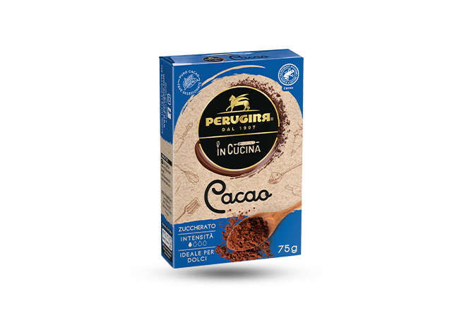 Confezione cacao Perugina zuccherato in polvere, formato da 75 grammi.