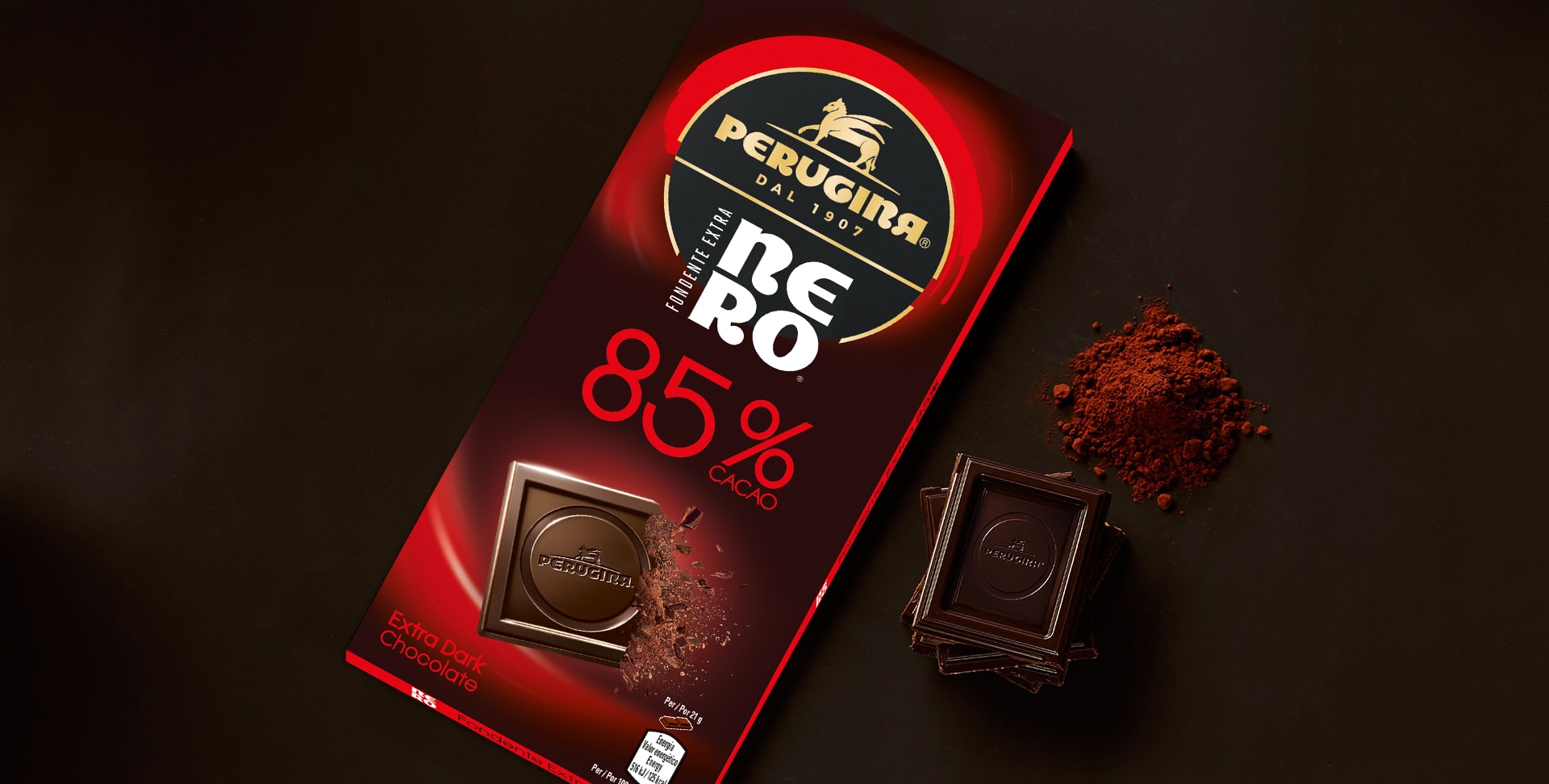 Nero Perugina extra fondente 85%, sapore robusto e rotondo