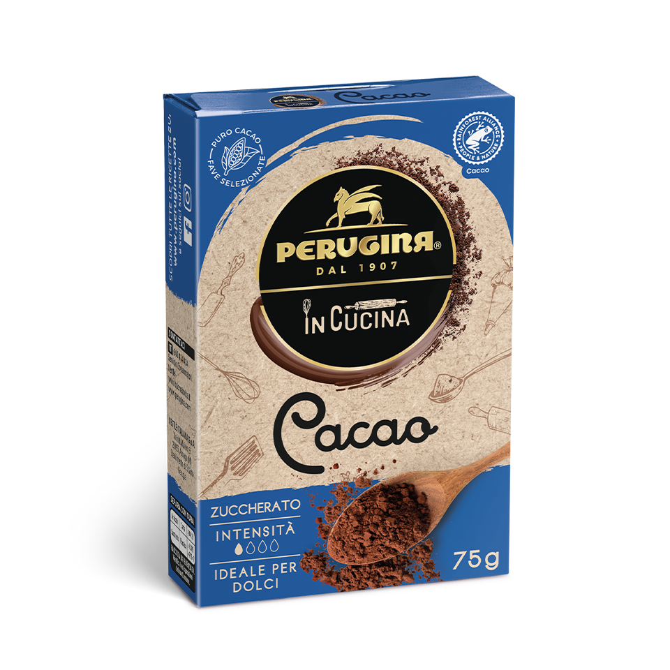 Cacao zuccherato Perugina in formato 75g, senza glutine, regalerà dolci e bevande un gusto intenso e avvolgente.