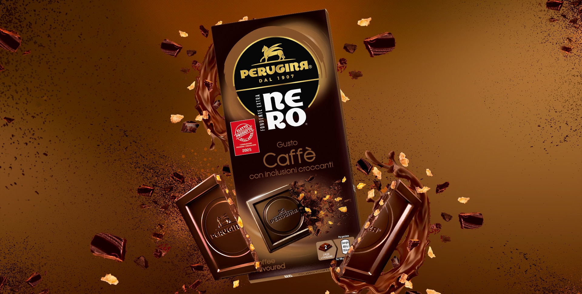 PERUGINA® NERO® Limited Edition Caffè con inclusioni croccanti