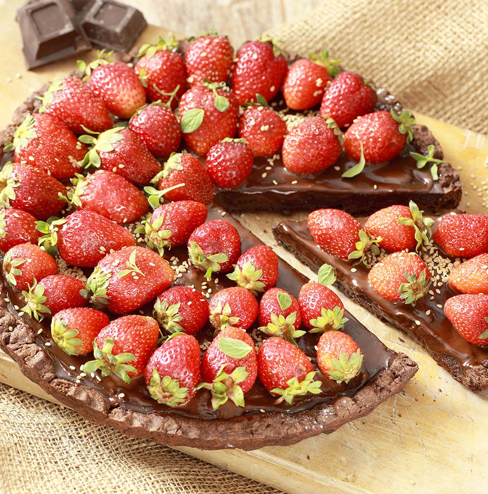 Tarte di cioccolato fondente alle fragole