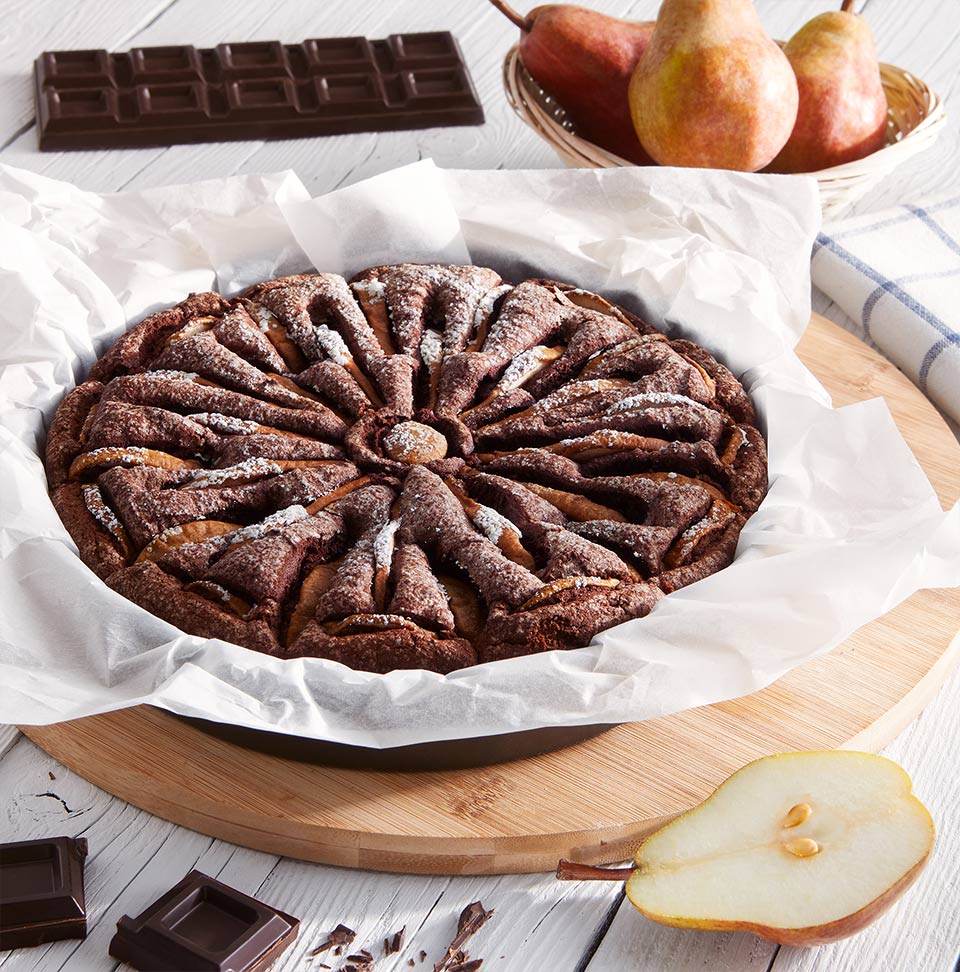 Torta con pere e cioccolato senza uova