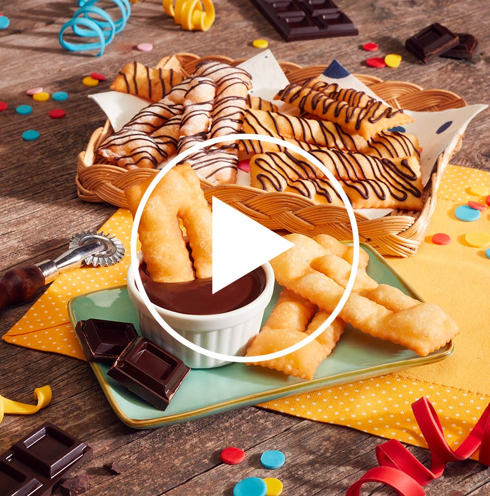 Chiacchiere di carnevale con cioccolato Perugina