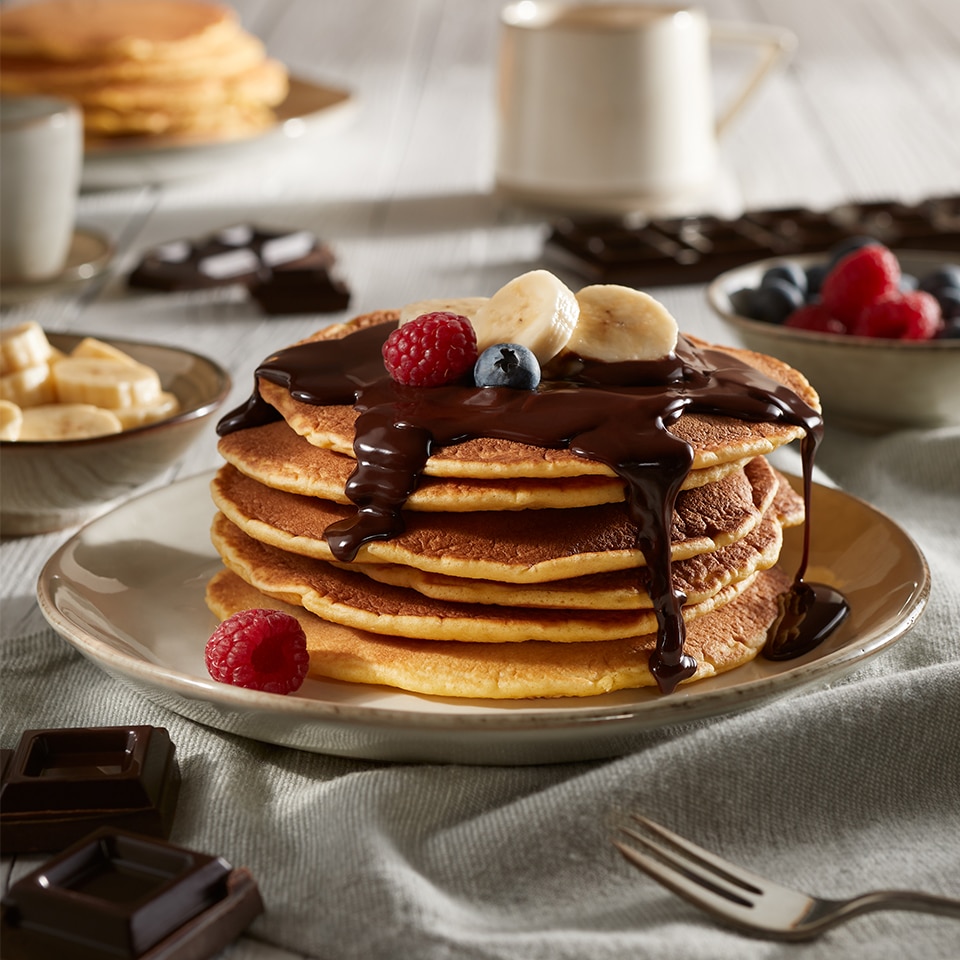 Pancake con glassa al cioccolato fondente